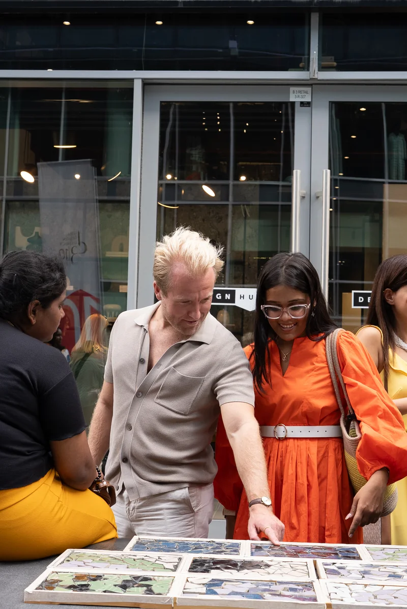 Design Safari participants discussing material references during the 2025 Dubai visit