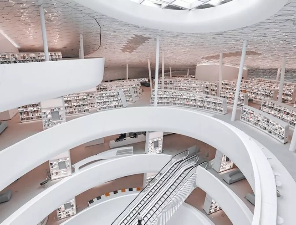 Library Interior View with Iconic Stairs | Arab News